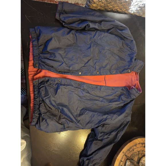 Vintage Navy Blue Windbreaker Reversible Red Snap Button Jacket Womens 22 - Picture 2 of 5